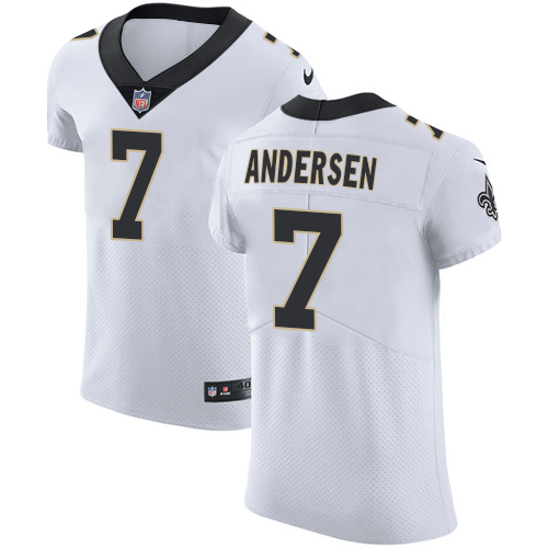 Nike Saints #7 Morten Andersen White Men's Stitched NFL Vapor Untouchable Elite Jersey - Click Image to Close